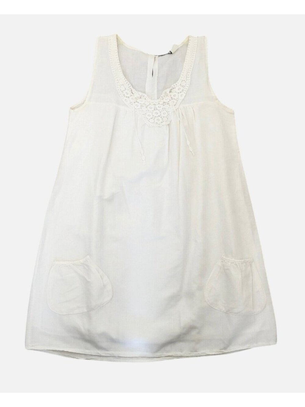 Venus White Sleeveless Dress with Crochet Detail Size 10